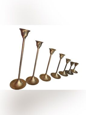 Brass Taper Candle Holders - Set of 7